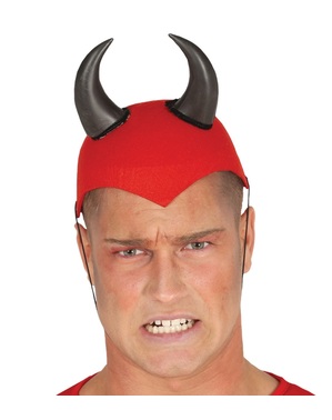 Helm iblis merah dengan tanduk untuk orang dewasa