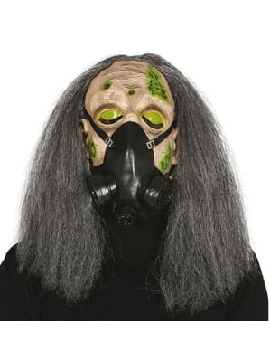 Masker gas, topeng PVC zombie dengan rambut untuk orang dewasa