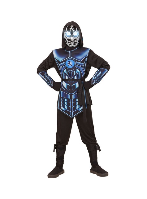 Cyber Ninja Kostüm blau für Kinder