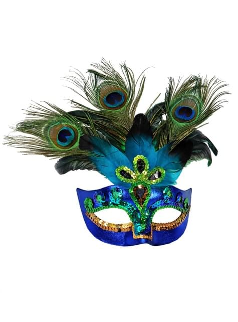 Maschera veneziana di pavone reale per adulto
