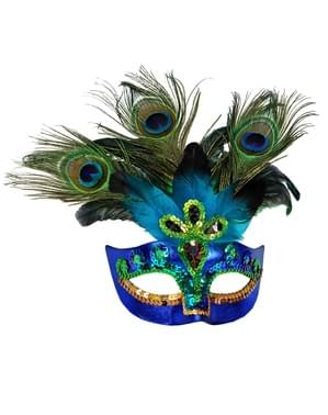 Maschera veneziana di pavone reale per adulto