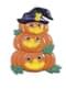 Trio de citrouilles avec chapeau fluo 3D