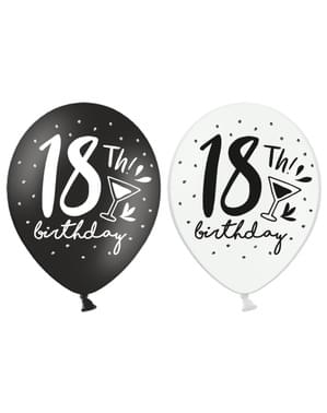 6 extra strong balloons for 18th birthday (30 cm)