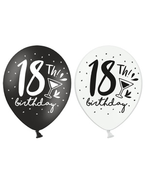 6 особо прочных воздушных шаров на 18 лет (30 см)