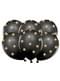 6 globos con estrellas doradas y negro (30 cm)
