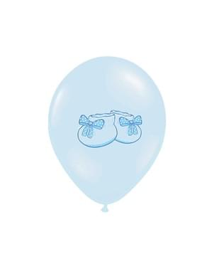 6 globos de látex con patucos azul pasteles (30 cm)