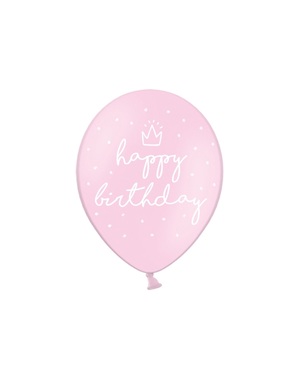 6 balon "Selamat Ulang Tahun" ekstra kuat dalam warna pink (30 cm)