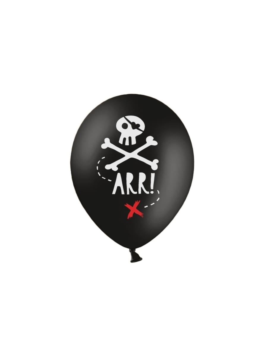 6 latexballoner til piratfest i sort (30 cm) - Pirates Party