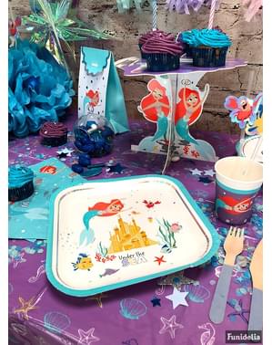 Setja af 4 The Little Mermaid Square Plates - Ariel Undir sjónum