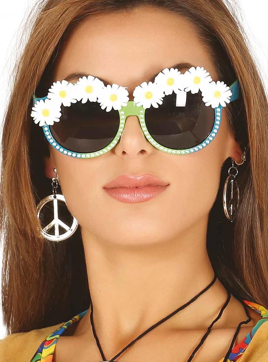 Green glasses with daisies for adults