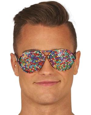 Mehrfarbige Brille mit überzogenen Brillanten