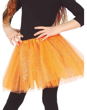 Tutú naranja con brillantina para niña