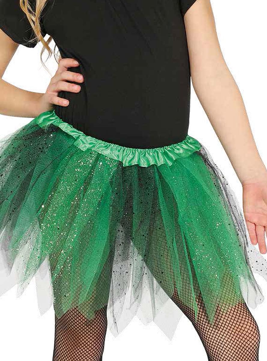 Green and black glitter tutu for girls