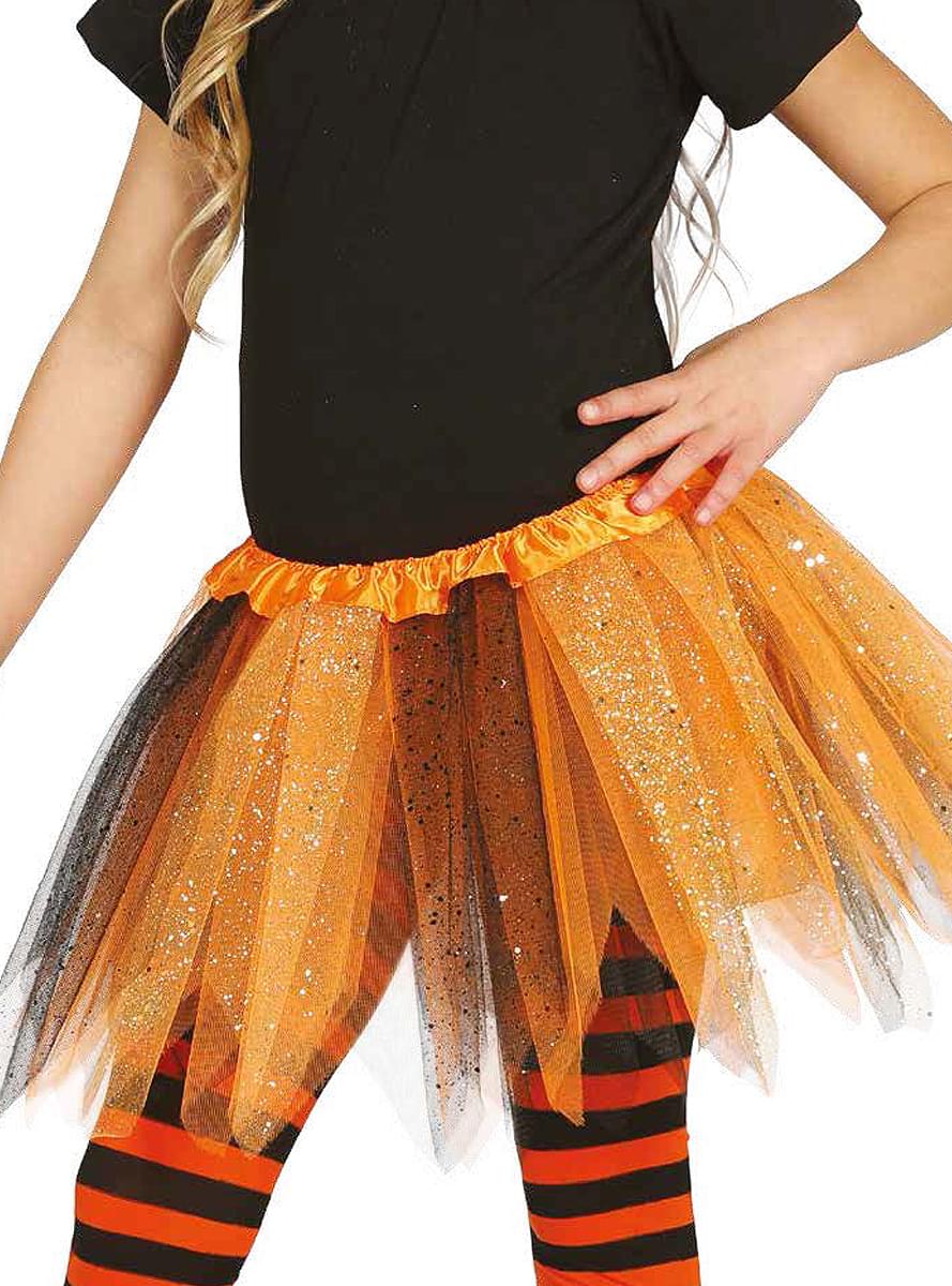 Orange and black glitter tutu for girls
