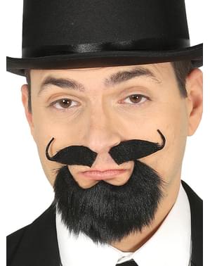 Pêra e bigode preto com adesivo para homem