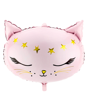 Růžový foliový balonek kočka (48 cm) - Meow Party