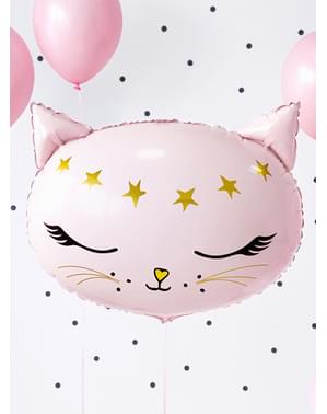 Katzen Luftballon rosa aus Metallfolie (48 cm) - Meow Party