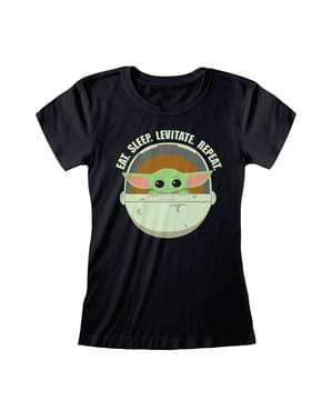 Baby Yoda T-shirt til kvinder i sort - Mandalorian Star Wars