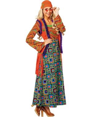 Hippie Kostüm orange für Damen