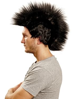 Svart Punk Mohawk Parykk