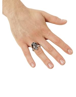 Bague tête de mort capitaine pirate adulte