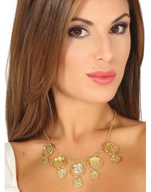 Colar com medalhas douradas de romana