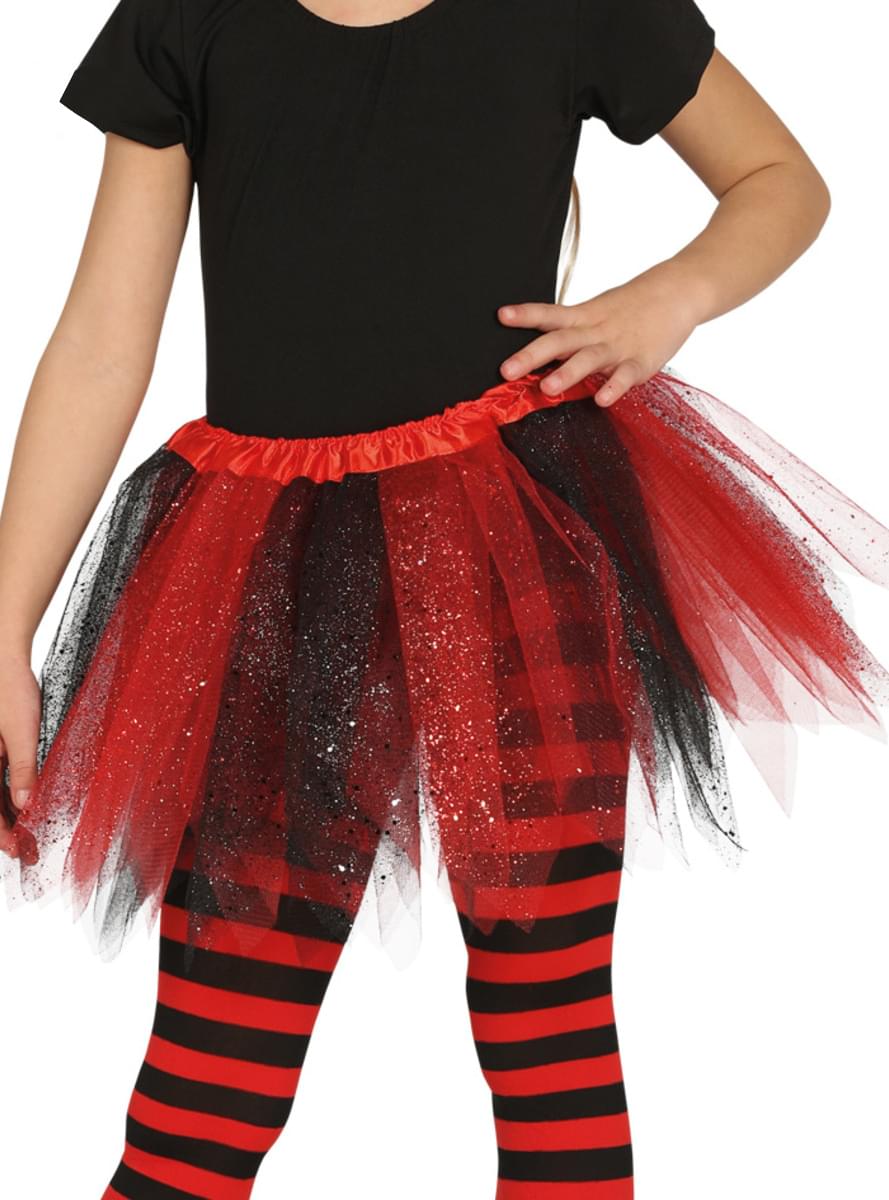 Tutù rosso e nero con brillantini per bambina