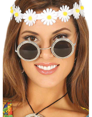 Óculos hippies com brilhantes para mulher