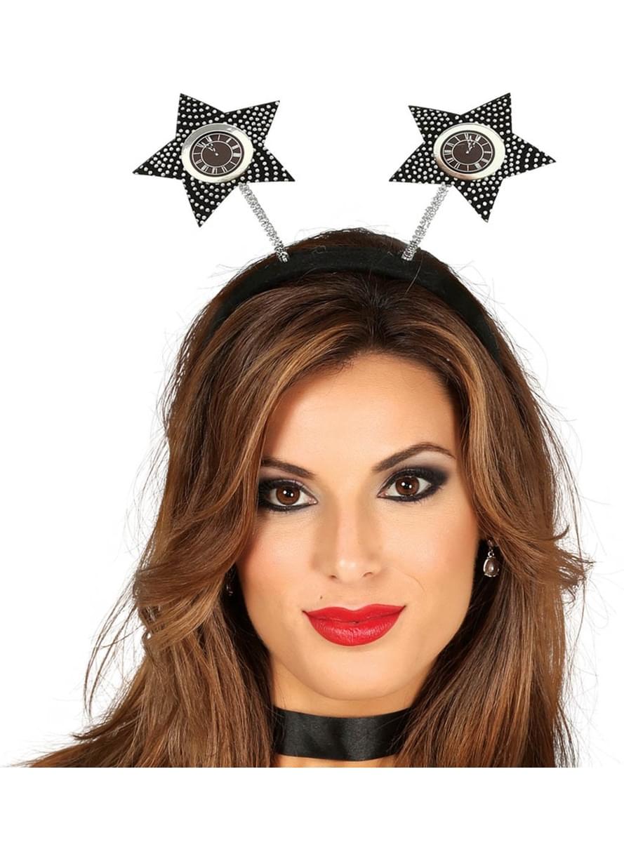 Diadem mit schwarzen und goldenen Sternen für Erwachsene