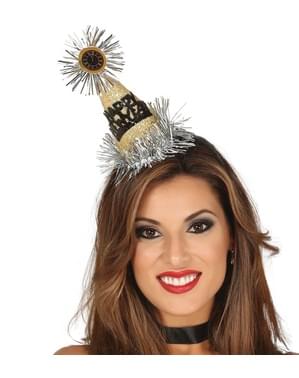 Happy New Year gold party hat headpiece for adults