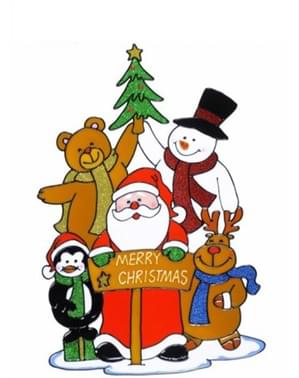 Autocolante para a janela família do Pai Natal