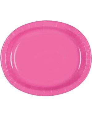 Ovale Teller Set rosa 8-teilig - Basic-Farben Kollektion