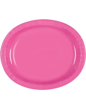 Sett med 8 runde rosa brett - Grunnleggende Farger Kolleksjon