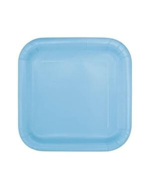 14 platos cuadrados azul cielo (23 cm) - Línea Colores Básicos