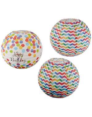 3 Colourful Polka Dots hanging decorative spheres