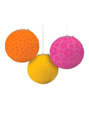 Set 3 bola gantung dekoratif dengan pola berwarna hangat