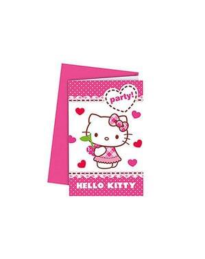 6 Hello Kitty Inbjudningar - Hello Kitty Hearts