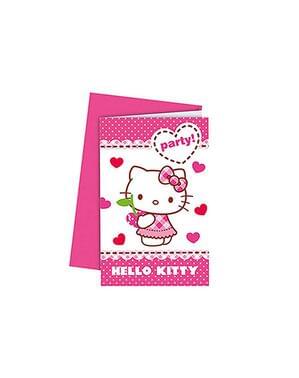 6 Hello Kitty Запрошення - Hello Kitty серця