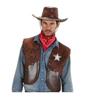 Brun cowboy vest for menn