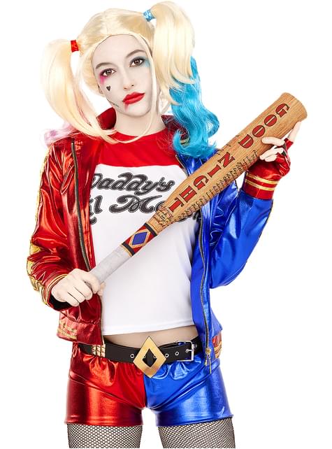 Fantasia Cosplay Harley Quinn Arlequina Completa Com Peruca