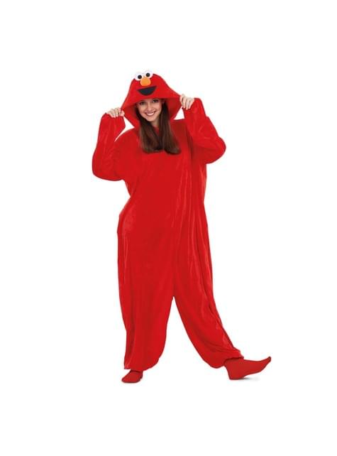 Elmo Sesame Street Basic Onesie Costume for Adults