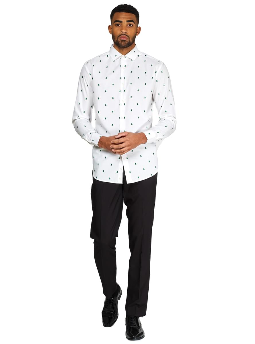 Bela božična srajca z božičnimi drevesi - Opposuits