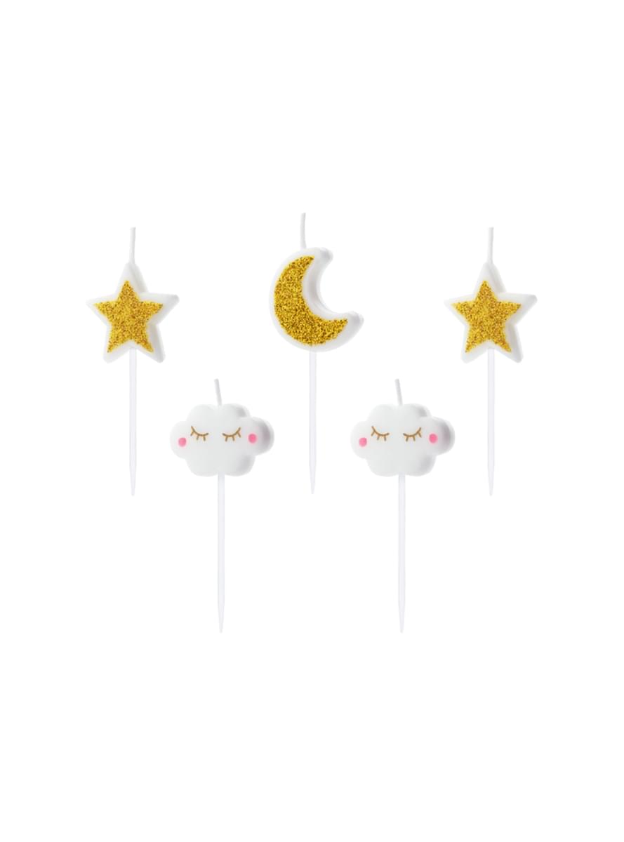 5 sveces ar mākoņiem un zvaigznēm (2-3 cm) - Little Star