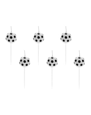 6 candele di palloni da calcio (2,5 cm) - Football Party