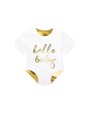 Állítsa be a 20 Hello Baby szalvéták (16 x 16 cm) Baby Shower - Kis párt