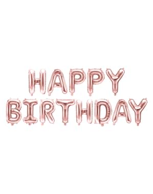 בלוני יום הולדת שמחים מגוון גוונים של ורוד (340 סנטימטרים) - מפלגת חגיגה