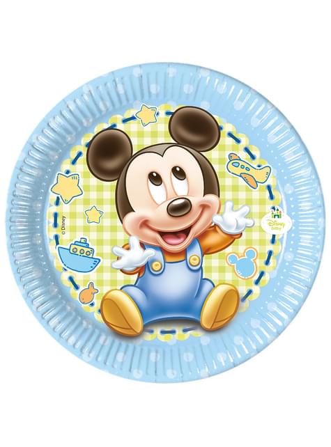 Set 8 piatti Baby Topolin (20 cm) - Baby Mickey per feste e compleanni