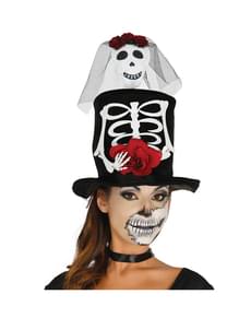 Cartola com esqueleto da morte mexicana para mulher