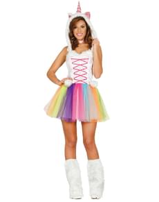 Fato de unicórnio multicolor para mulher