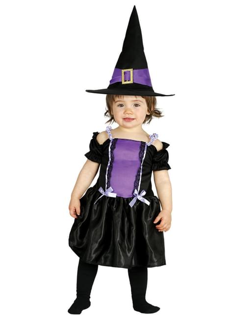 Suaflny Costume Déguisement de Sorcière Fille, Costume De Sorcière  Violette, Costume Sorciere Enfant avec Chapeau de Sorcière, Halloween  Deguisement